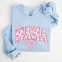 XXL Light Blue Mama Coquette Pink Bows Trend Girly Soft Girl Era Capsule Edition Line Sweatshirt