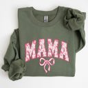 Small Military Green Mama Coquette Pink Bows Trend Girly Soft Girl Era Capsule Edition Line Sweatshirt