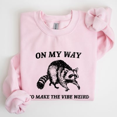 Weird Vibes Raccoon Meme Graphic Whimsical Pop Culture Humor Inspired Edition Sweatshirt