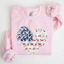 Large Light Pink Floral Patriotic Heart Flag USA Stars Stripes Ethereal Garden Collection Sweatshirt