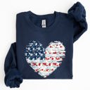 Large Navy Floral Patriotic Heart Flag USA Stars Stripes Ethereal Garden Collection Sweatshirt