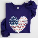 Medium Purple Floral Patriotic Heart Flag USA Stars Stripes Ethereal Garden Collection Sweatshirt