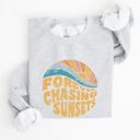 XL Ash Light Gray Forever Chasing Sunsets Beach Retro Sweatshirt