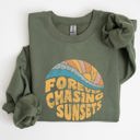 XL Military Green Forever Chasing Sunsets Beach Retro Sweatshirt