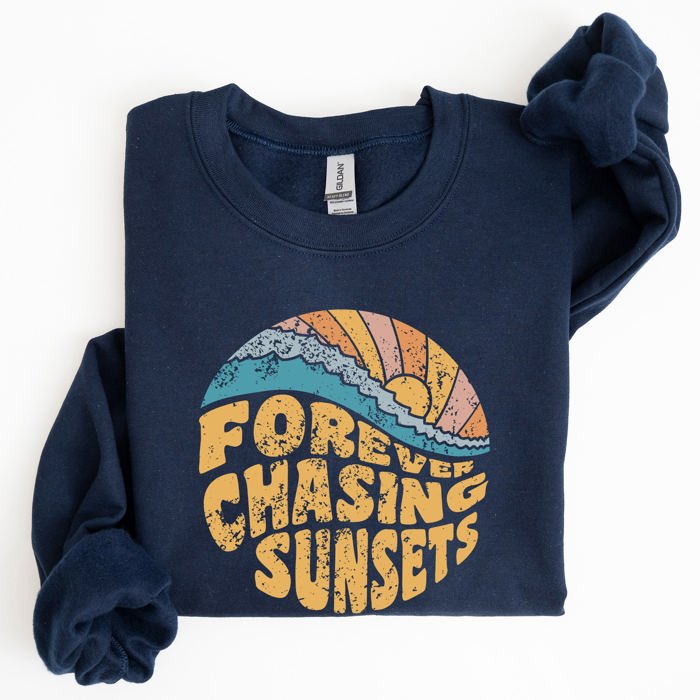 Forever Chasing Sunsets Beach Retro Sweatshirt