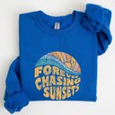 XL Royal Blue Forever Chasing Sunsets Beach Retro Sweatshirt
