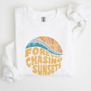 Medium White Forever Chasing Sunsets Beach Retro Sweatshirt