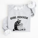 XL Ash Light Gray Girl Dinner Raccoon Meme Pop Culture Graphic Illustration In Internet Meme Style Sweatshirt