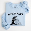 Large Light Blue Girl Dinner Raccoon Meme Pop Culture Graphic Illustration In Internet Meme Style Sweatshirt