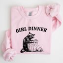 Medium Light Pink Girl Dinner Raccoon Meme Pop Culture Graphic Illustration In Internet Meme Style Sweatshirt