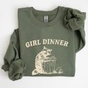 Small Military Green Girl Dinner Raccoon Meme Pop Culture Graphic Illustration In Internet Meme Style Sweatshirt
