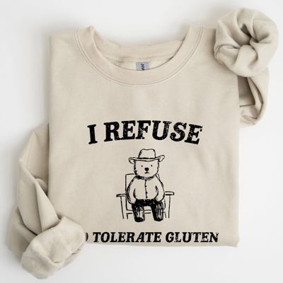 Gluten Bear Celiac Meme Humor Graphic Illustration Vintage Style Cozy Sweatshirt