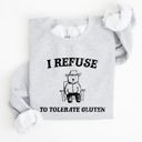 Large Ash Light Gray Gluten Bear Celiac Meme Humor Graphic Illustration Vintage Style Cozy Sweatshirt