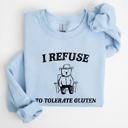 Medium Light Blue Gluten Bear Celiac Meme Humor Graphic Illustration Vintage Style Cozy Sweatshirt