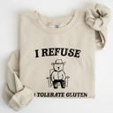 Medium Sand Gluten Bear Celiac Meme Humor Graphic Illustration Vintage Style Cozy Sweatshirt