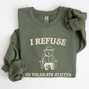 XXXL Military Green Gluten Bear Celiac Meme Humor Graphic Illustration Vintage Style Cozy Sweatshirt