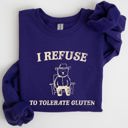 Large Purple Gluten Bear Celiac Meme Humor Graphic Illustration Vintage Style Cozy Sweatshirt