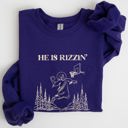 XXXL Purple He Is Rizzin Basketball Jesus Easter Humorous Hoop Faithful Inspirational Quote Sweatshirt