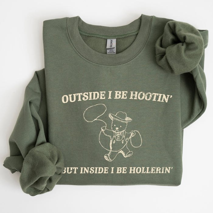 Hootin Hollerin Bear Meme Graphic Illustration For Meme Fans Everywhere Sweatshirt