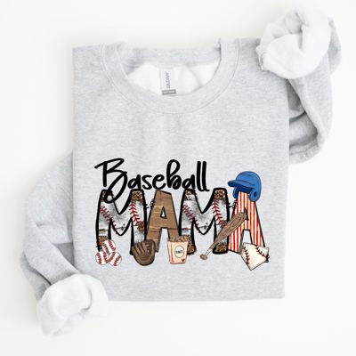 Baseball Mama Mother's Day Sideline Cheer Graphic Sweatshirt For Moms Who Cheer On The Diamond