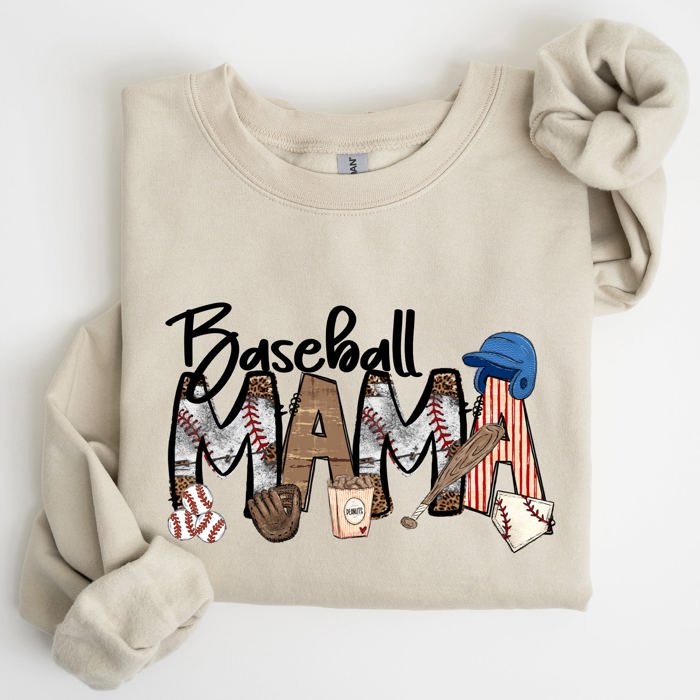 Baseball Mama Mother's Day Sideline Cheer Graphic Sweatshirt For Moms Who Cheer On The Diamond