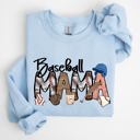 Small Light Blue Baseball Mama Mother's Day Sideline Cheer Graphic Sweatshirt For Moms Who Cheer On The Diamond