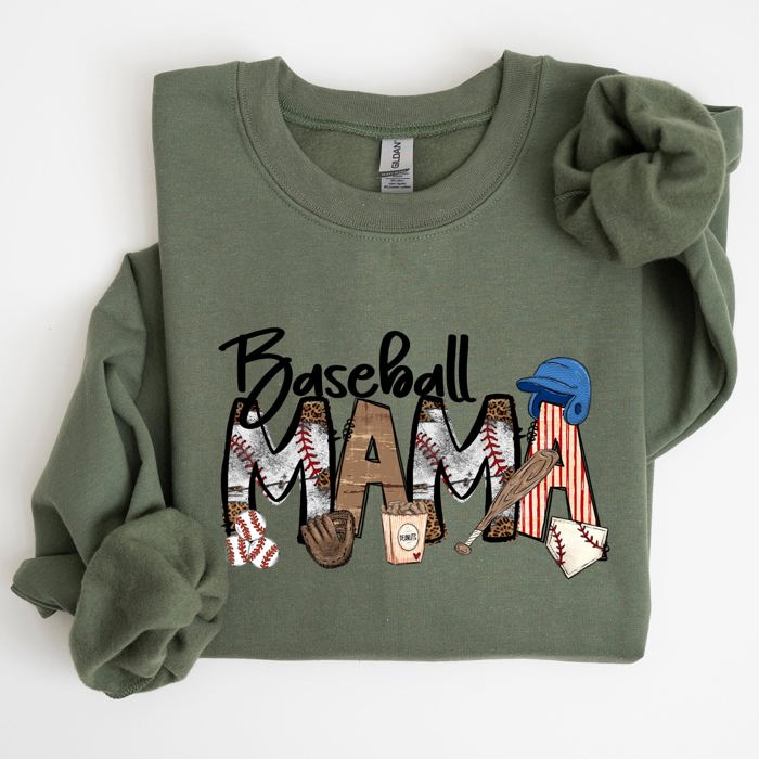 Baseball Mama Mother's Day Sideline Cheer Graphic Sweatshirt For Moms Who Cheer On The Diamond