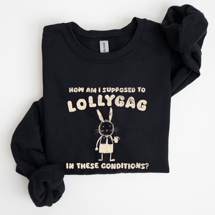 How Am I Supposed To Lollygag Rabbit Bunny Meme Illustration For All Memes Sweatshirt