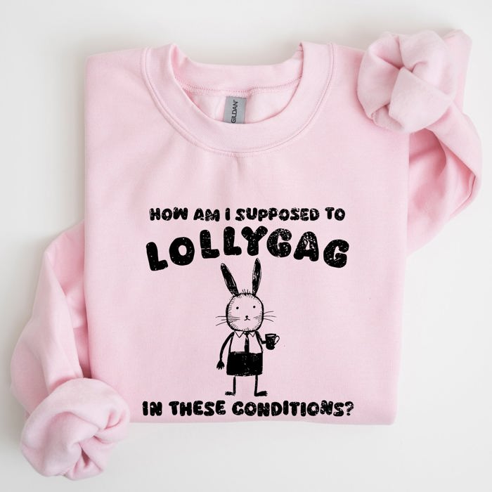How Am I Supposed To Lollygag Rabbit Bunny Meme Illustration For All Memes Sweatshirt