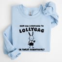 XXL Light Blue How Am I Supposed To Lollygag Rabbit Bunny Meme Illustration For All Memes Sweatshirt