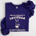 XL Purple How Am I Supposed To Lollygag Rabbit Bunny Meme Illustration For All Memes Sweatshirt