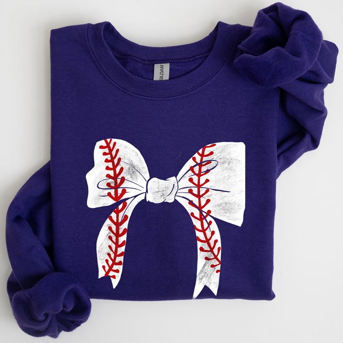 Baseball Bow Mom Mother's Day Cozy Vintage Style Soft Brushed Fleece Premium Sweatshirt