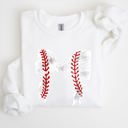  Baseball Bow Mom Mother's Day Cozy Vintage Style Soft Brushed Fleece Premium Sweatshirt