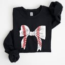 XXXL Black Baseball Bow Mom Mother's Day Cozy Vintage Style Soft Brushed Fleece Premium Sweatshirt
