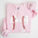 Large Light Pink Baseball Bow Mom Mother's Day Cozy Vintage Style Soft Brushed Fleece Premium Sweatshirt