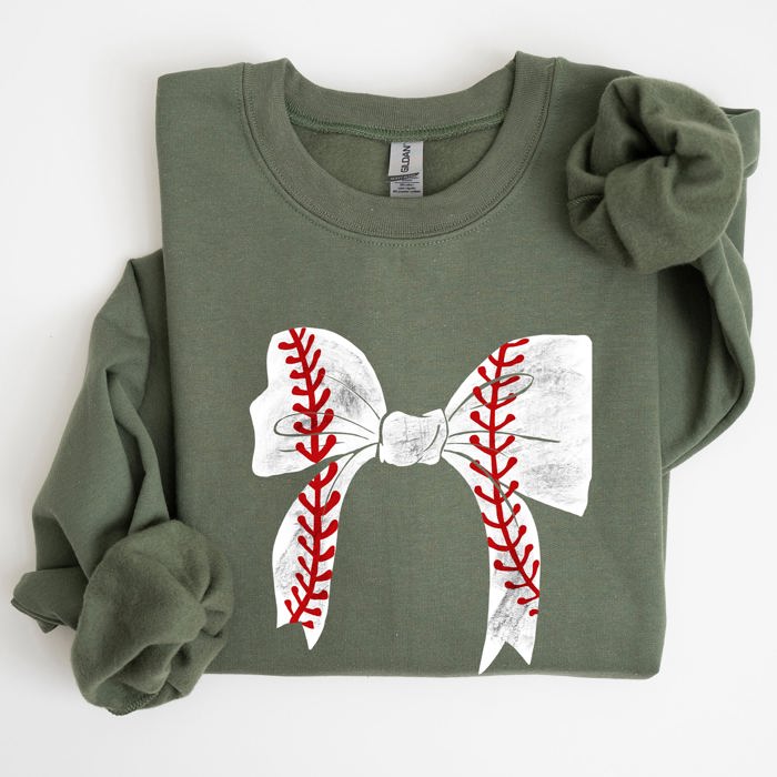 Baseball Bow Mom Mother's Day Cozy Vintage Style Soft Brushed Fleece Premium Sweatshirt