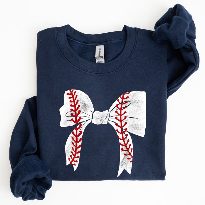 Baseball Bow Mom Mother's Day Cozy Vintage Style Soft Brushed Fleece Premium Sweatshirt