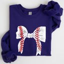 XL Purple Baseball Bow Mom Mother's Day Cozy Vintage Style Soft Brushed Fleece Premium Sweatshirt