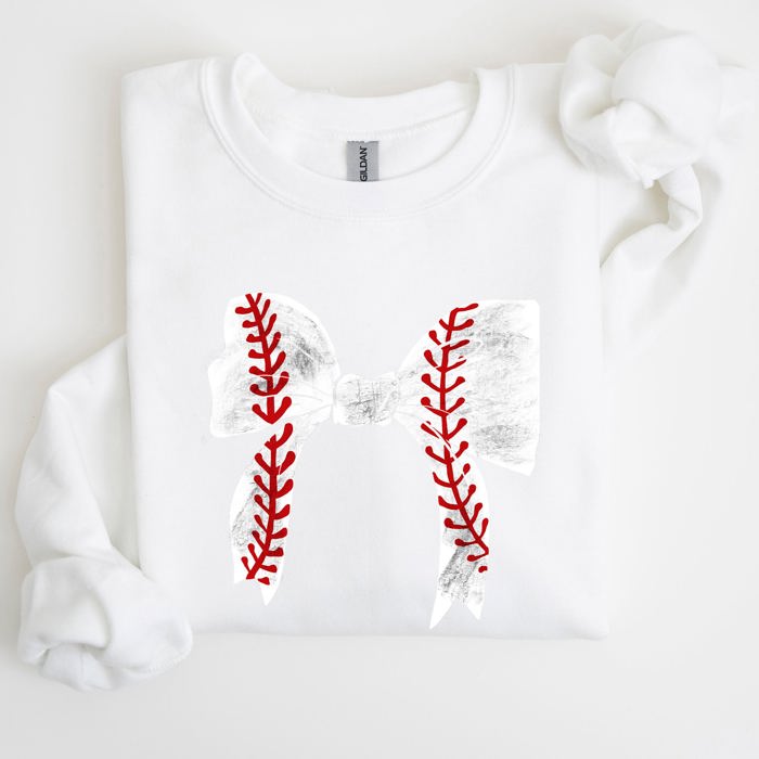 Baseball Bow Mom Mother's Day Cozy Vintage Style Soft Brushed Fleece Premium Sweatshirt