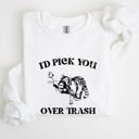 XXXL White I'd Pick You Over Trash Raccoon Meme Aesthetic Funny Limited Edition Exclusive Sweatshirt