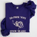 XXL Purple I'd Pick You Over Trash Raccoon Meme Aesthetic Funny Limited Edition Exclusive Sweatshirt
