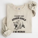 Small Sand I'm Not Like Other Girls Raccoon Meme Humor Graphic Premium Limited Edition Sweatshirt