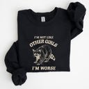 Medium Black I'm Not Like Other Girls Raccoon Meme Humor Graphic Premium Limited Edition Sweatshirt
