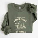 XXXL Military Green I'm Not Like Other Girls Raccoon Meme Humor Graphic Premium Limited Edition Sweatshirt
