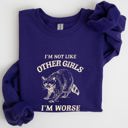 XL Purple I'm Not Like Other Girls Raccoon Meme Humor Graphic Premium Limited Edition Sweatshirt