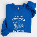 XXXL Royal Blue I'm Not Like Other Girls Raccoon Meme Humor Graphic Premium Limited Edition Sweatshirt