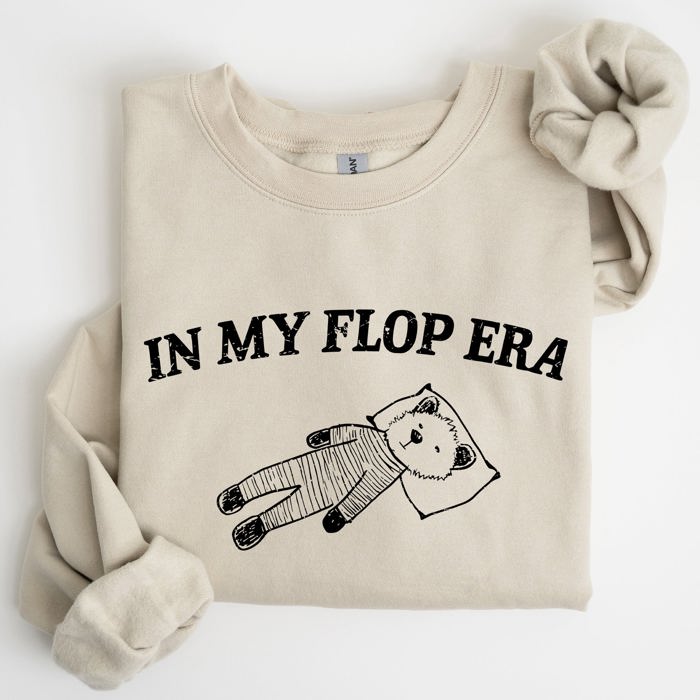 In My Flop Era Bear Meme Aesthetic Signature Edition Cozy Vintage Playful Premium Sweatshirt