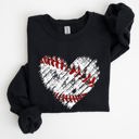 Medium Black Baseball Heart Mom Mother's Day Celebration For Baseball Lovers Graphic Sweatshirt