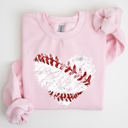 XXL Light Pink Baseball Heart Mom Mother's Day Celebration For Baseball Lovers Graphic Sweatshirt
