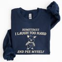 Small Navy Laugh Too Hard Pee Myself Pig Meme Graphic Illustration Hilarious Pig Meme Design For Laugh Lovers Sweatshirt